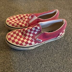 Vans Kids Pink and White Checkered Slip-On Sneakers